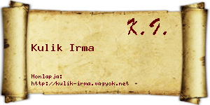 Kulik Irma névjegykártya